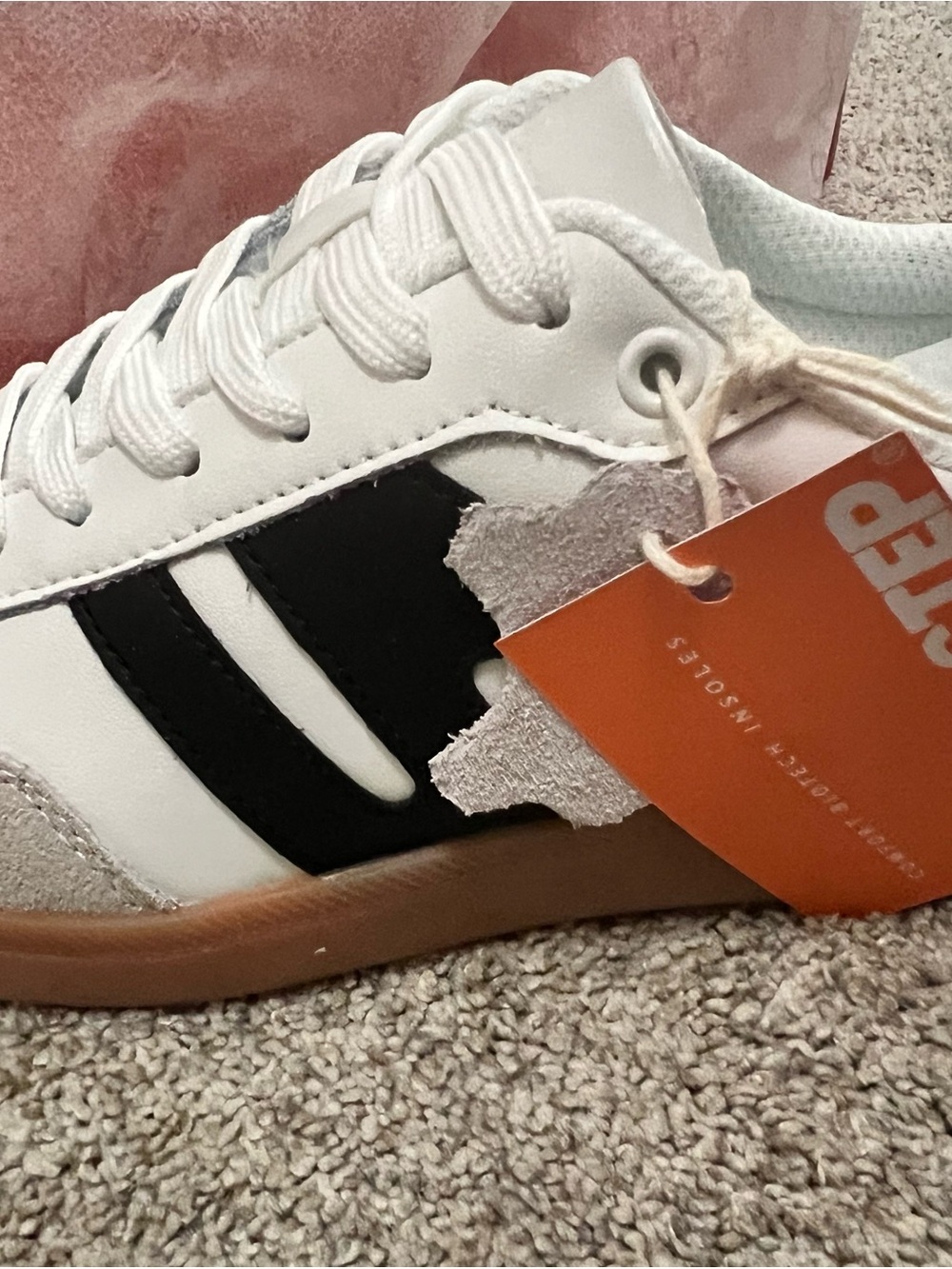 Lucky Step Retro White Sneakers with Black Side Accents Sports, Athleisure 8 - Picture 2 of 8